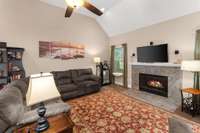 Gas fireplace in the living room.