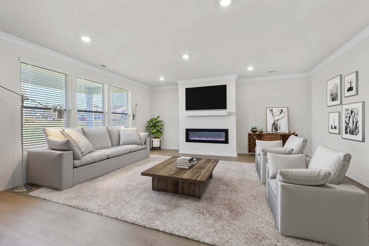 Large open floor plan living room
