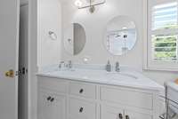 Upstairs bath with double sinks