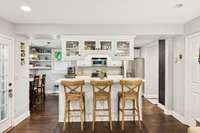 Great entertaining space with kitchen that is open to the family room.