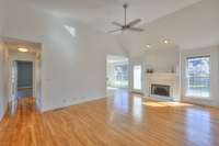 Large great room with fire place