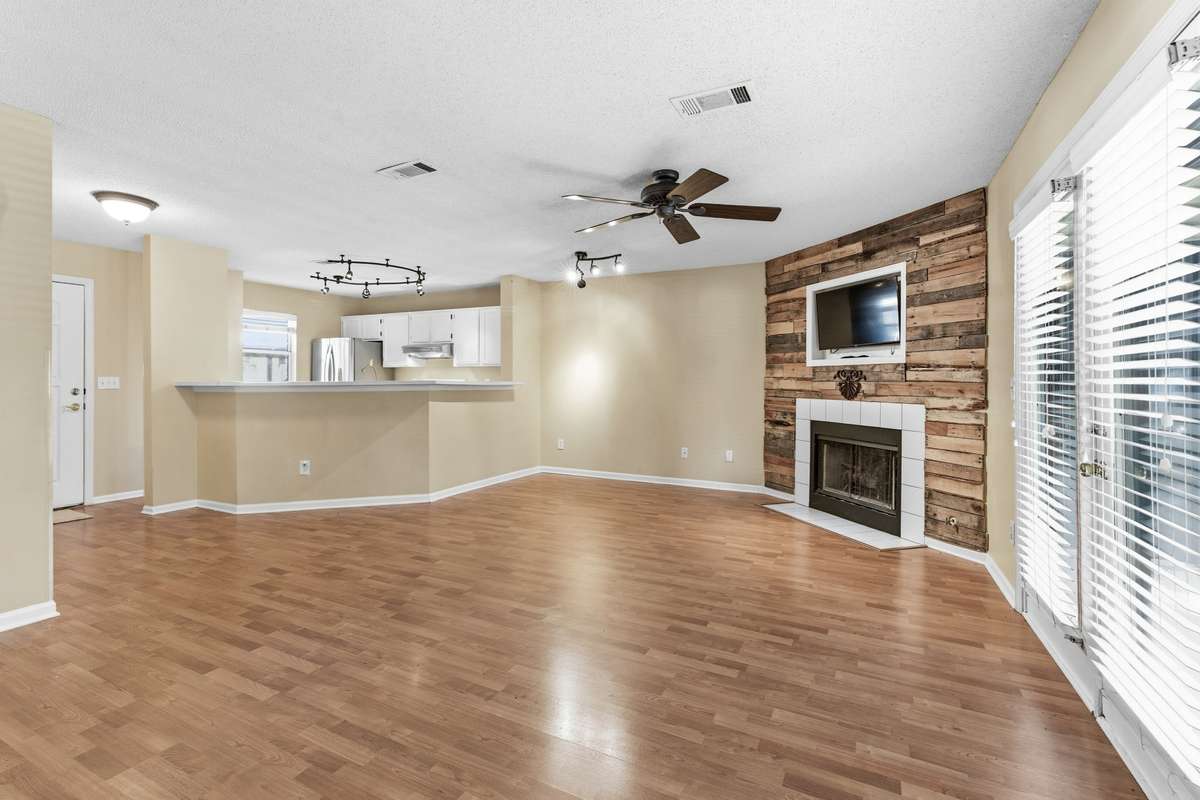 This convenience of entertainment built in not only saves space but also as aesthetics to this home.