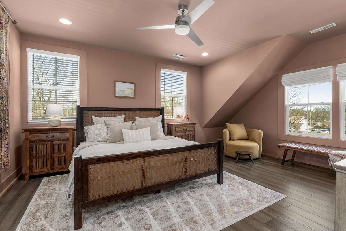 A serene bedroom retreat designed for true rest—where soft light and calming finishes create a peaceful escape at the end of each day.