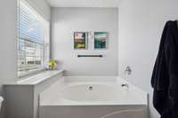 Separate soaking tub in primary bath