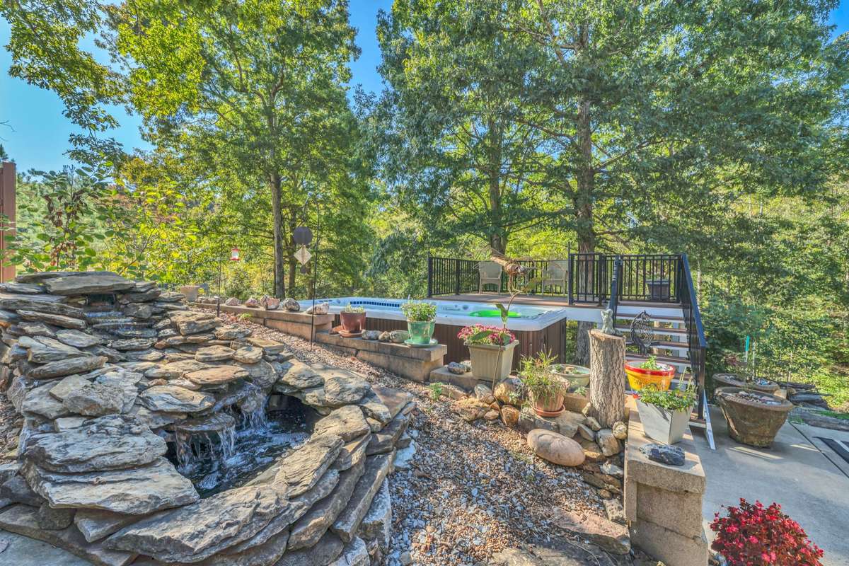 Here is a look at the waterfall and swim spa.