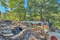 Here is a look at the waterfall and swim spa.