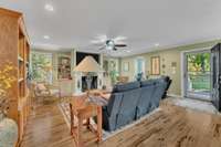 Here is another look at the living room. Notice the built-in bookcases on each side of the fireplace.