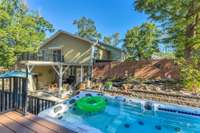 The heated swim spa is 16 feet long...great for exercise and relaxation.