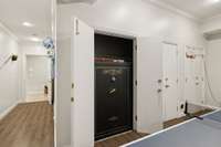 There are three large safes behind these doors that convey with the house.