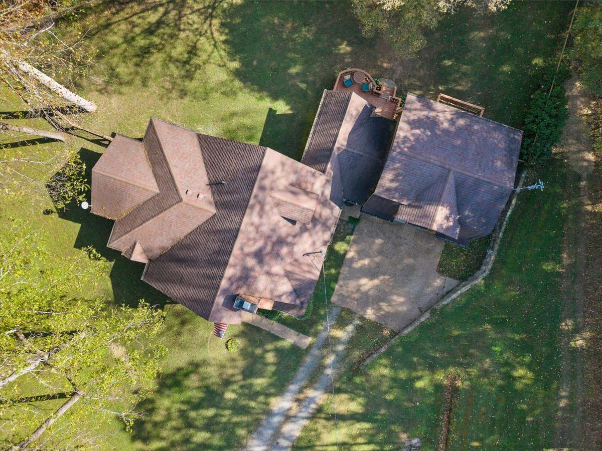 Aerial home and garage