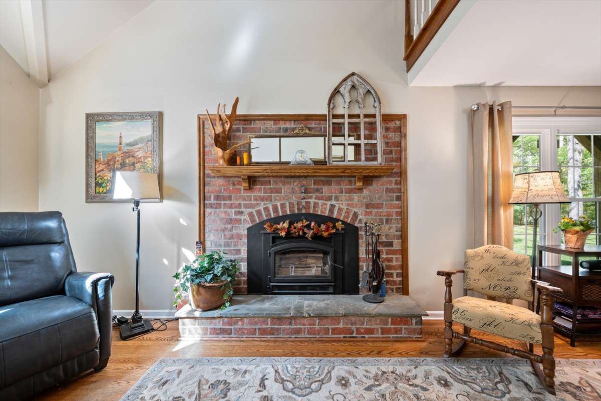 Woodburning fireplace insert in Living Room