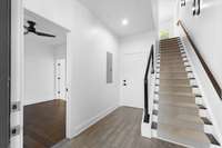 Ground level with bedroom suite or office.