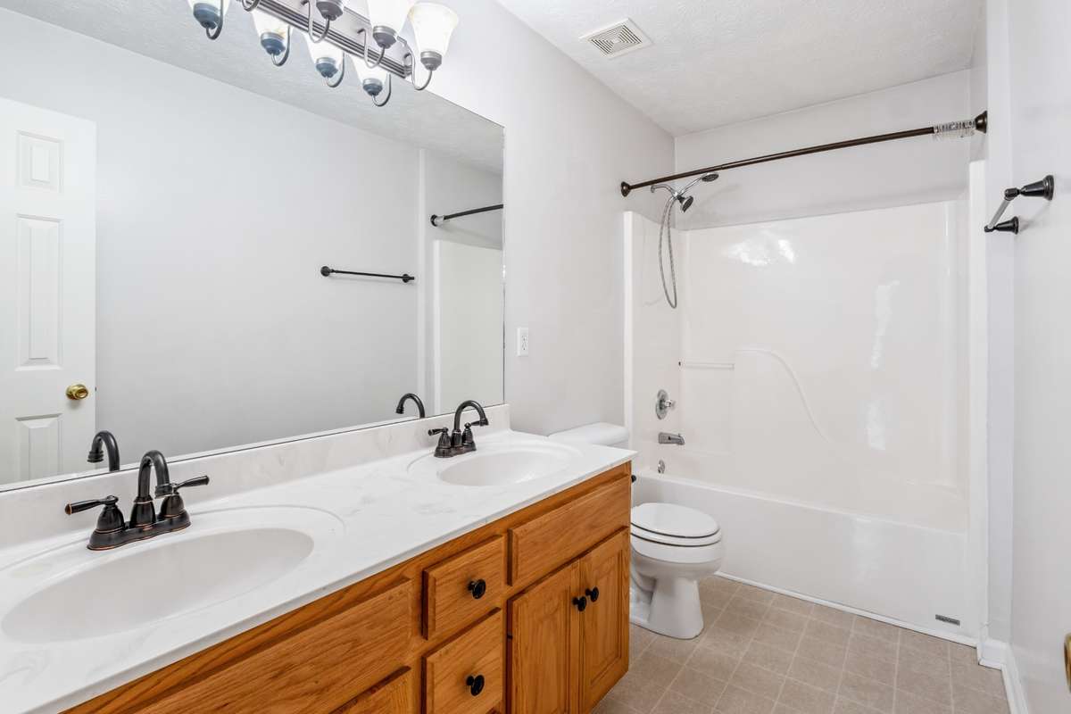 Hall bath with double vanity