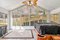 Hot tub in sunroom remains