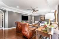 This is a really nice sized entertaining room for a large group on the main level