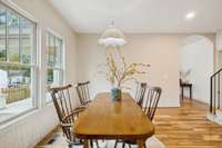 Arched doorway visible to the living room in front.