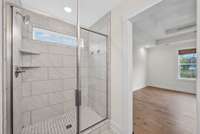 PLENTY of space in your tiled-out walk in shower.