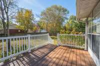 No more staining needed! Decrease your maintenance and enjoy your deck. Long wear composite deck, approximately 4 years old