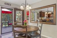 The dining area opens to the back deck.