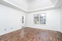 Master bedroom with trey ceiling