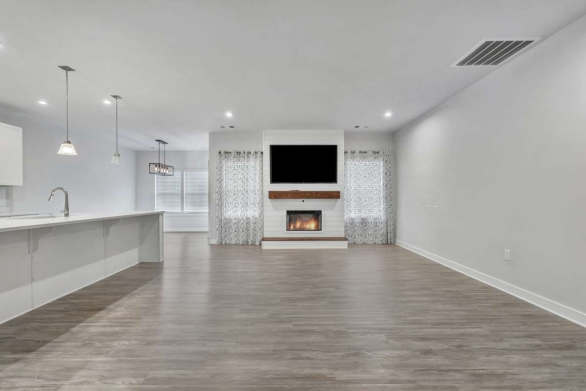 Combined living room and kitchen