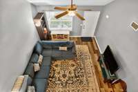 Living room from loft of home