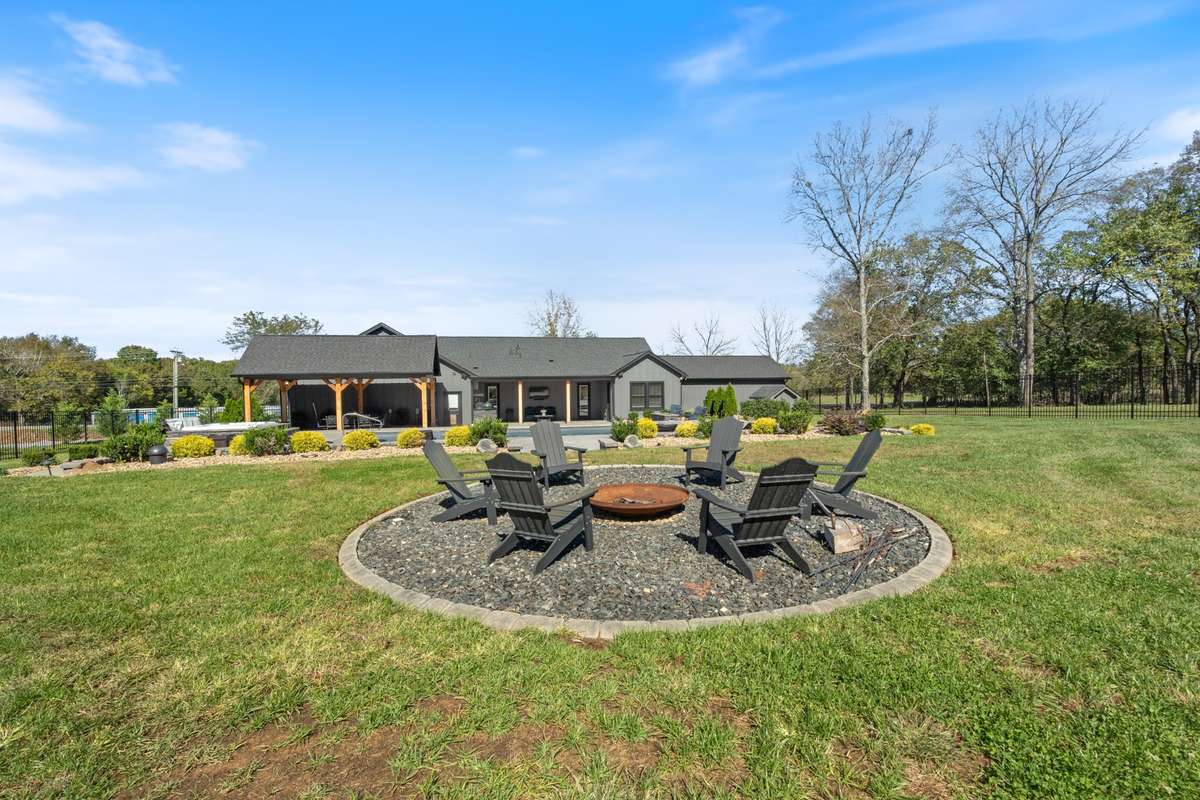 Backyard fire pit for cozy nights.