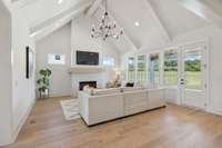 Spacious Great Room With Vaulted Ceiling and Cozy Fireplace -  Look At The Natural Light!