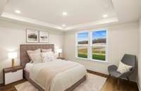 Virtually staged primary bedroom.