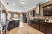 Huge chefs kitchen with all stainless steel appliances