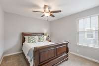 Bedroom 3 is also upstairs.  Bedrooms 2 and 3 use the hallway bathroom.