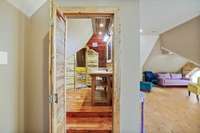 Upstairs bedroom has it's own very cute & rustic en suite bathroom
