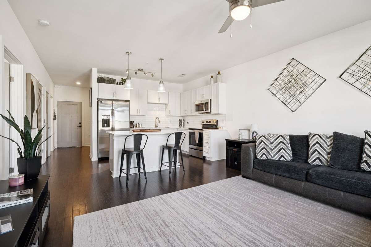 Spacious, open living area that flows right into the kitchen.