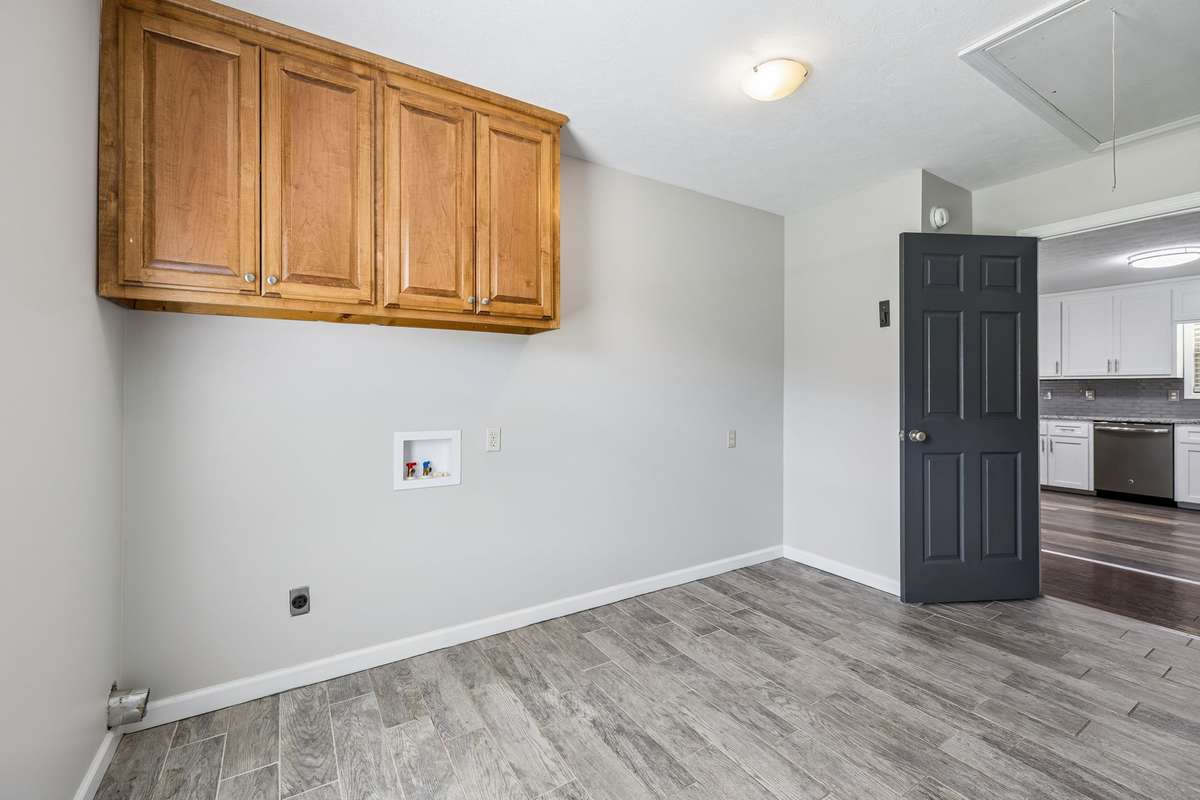 Additional storage in laundry room.