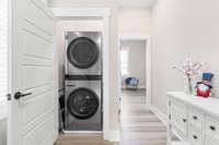 Washer /Dryer stackable- to remain with home- NEW!