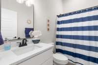 Full bathroom on 1st floor by bedroom/office