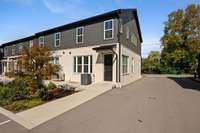 The back door provides easy access tot he parking lot, and it's covered!