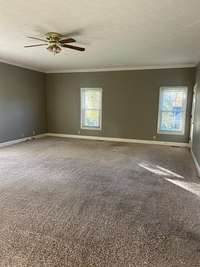 Huge rec room on main floor with two walk in closets