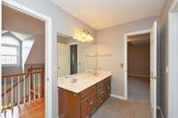 double vanities in this upstairs bathroom