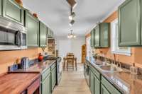 With its galley design, this country kitchen is very functional.