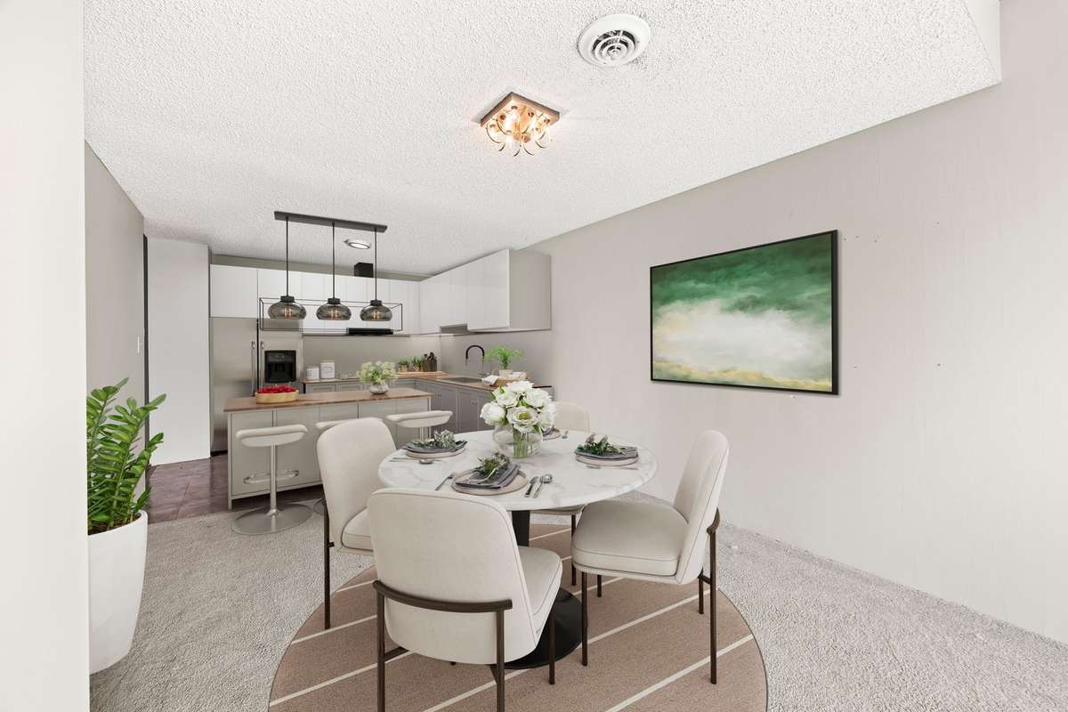 Take out the wall/mirror to the Kitchen and put in an island and make it your own :)