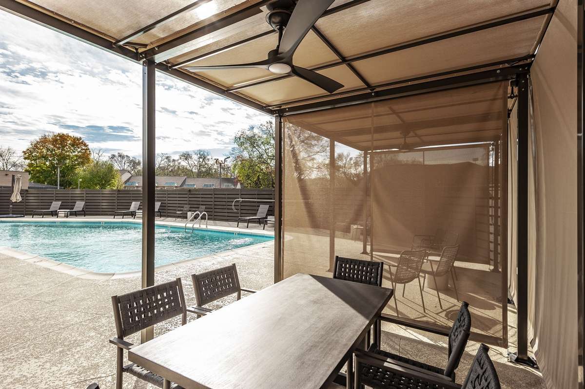 Outdoor Heated Pool with Covered Eating or Resting Areas to enjoy