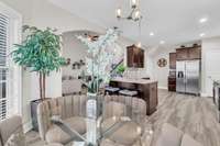 View into kitchen from eat in area