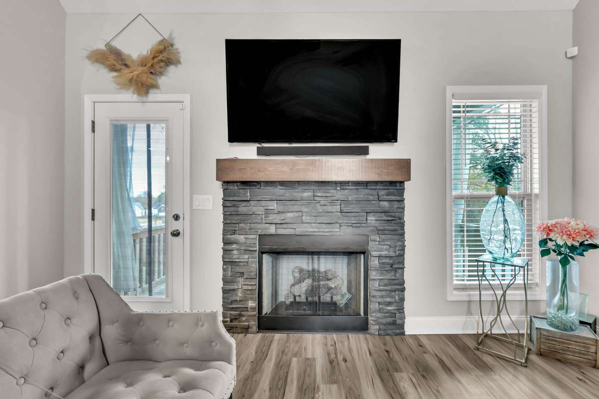 Stone fireplace