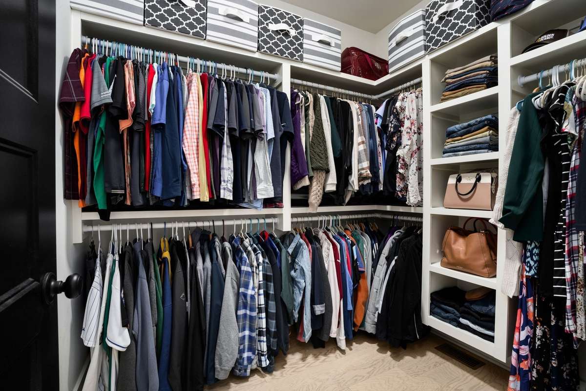 *LARGE PRIMARY BEDROOM WALK-IN CLOSET* CUSTOM SHELVING*