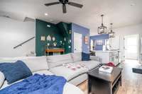 View shows the open floorplan