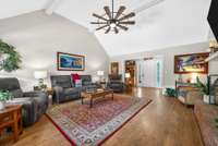 Great room with vaulted ceilings and new laminate flooring