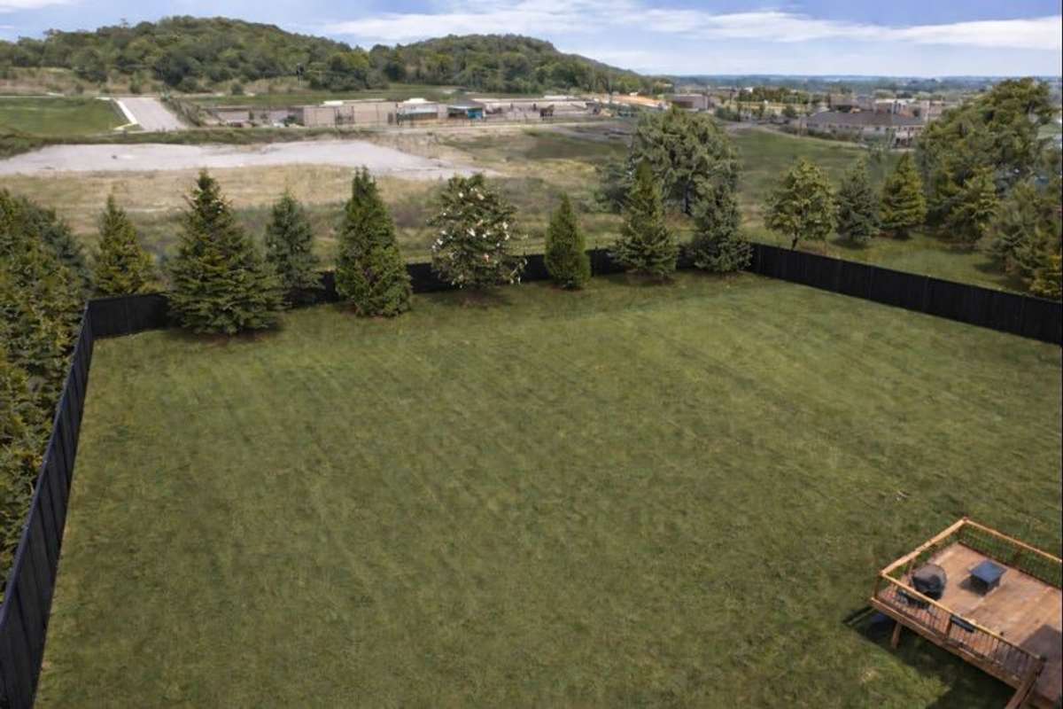 We have been asked about privacy on the back yard. This is a concept photo showing just. a few trees and/or fence plans.