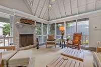 Screen Porch with Fireplace and Half Bath