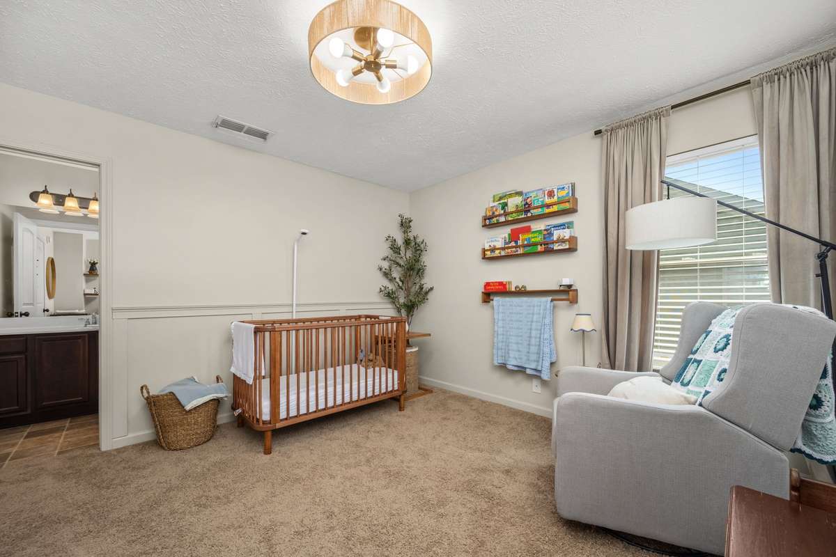 Freshly painted spare bedroom with full bath.